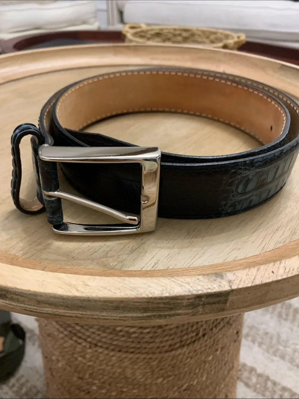 Roger Ximenez Midnight mock crocodile Italian leather Belt Size 38